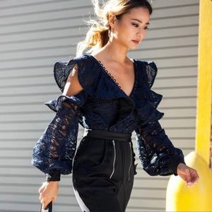 Self portrait duffle off shoulder cut out top